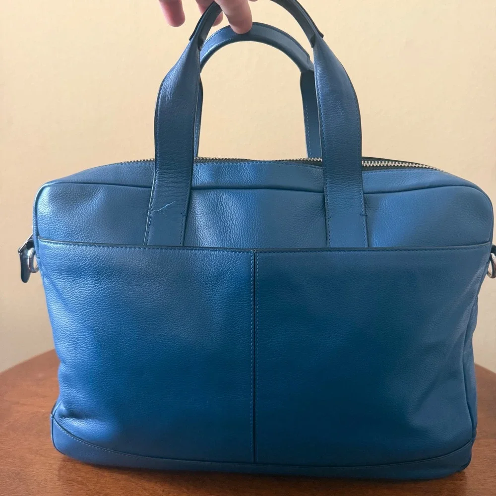 Coach Metropolitan Slim Briefcase Blue Leather Laptop Bag, Tote, Messenger bag